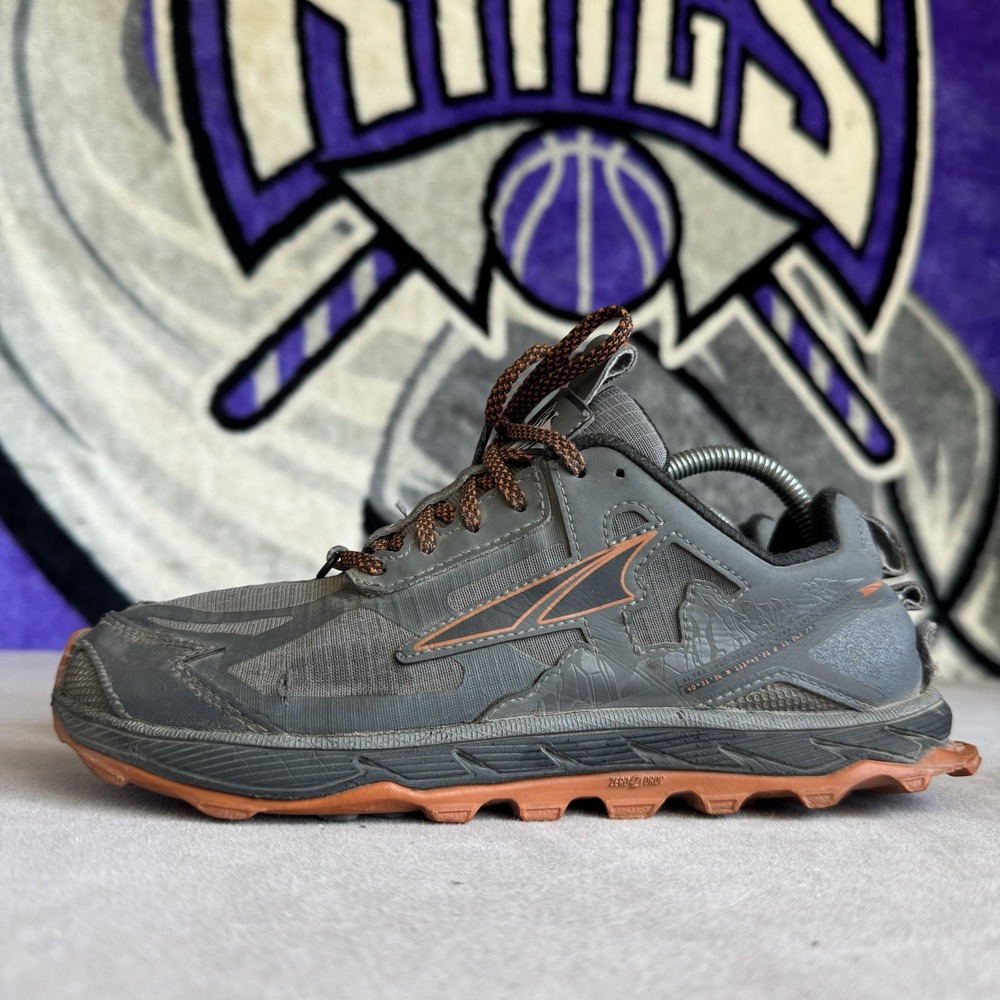 Size 8.5 - Altra Lone Peak 4.5 Trail Running Shoes Sneakers Gray Orange Mens
